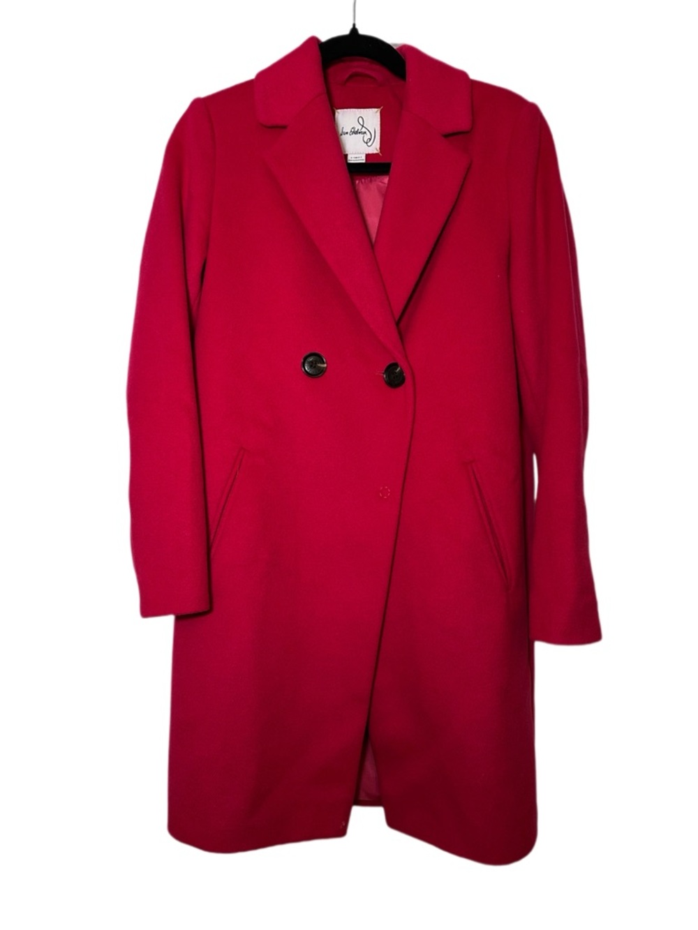 Sam Edelman Women’s Red-Pink Double-Breasted Wool Coat - Picture 2 of 4